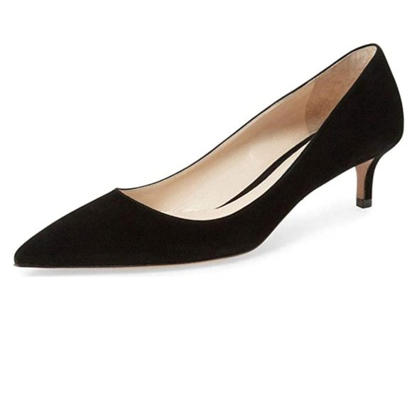 YDN Shoes - YDN Low Kitten Heel Pumps Pointed Toe Dress Shoes